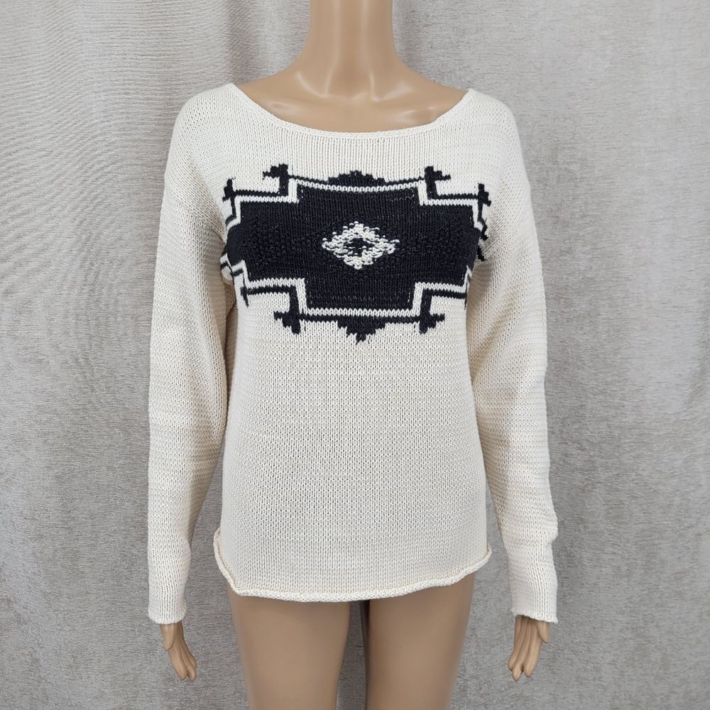 Lauren Jeans Co Ralph Lauren Rolled Hem Knit Sweater Southwest Cotton Western